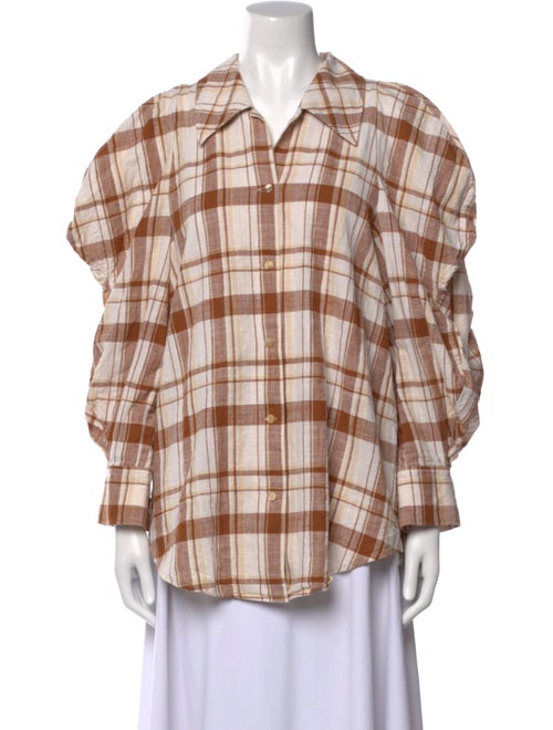 Rejina Pyo Plaid Print Long Sleeve Button-Up Top