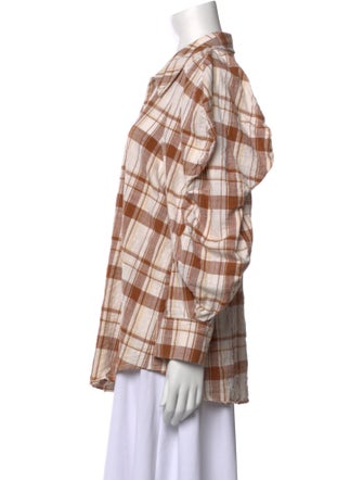 Rejina Pyo Plaid Print Long Sleeve Button-Up Top