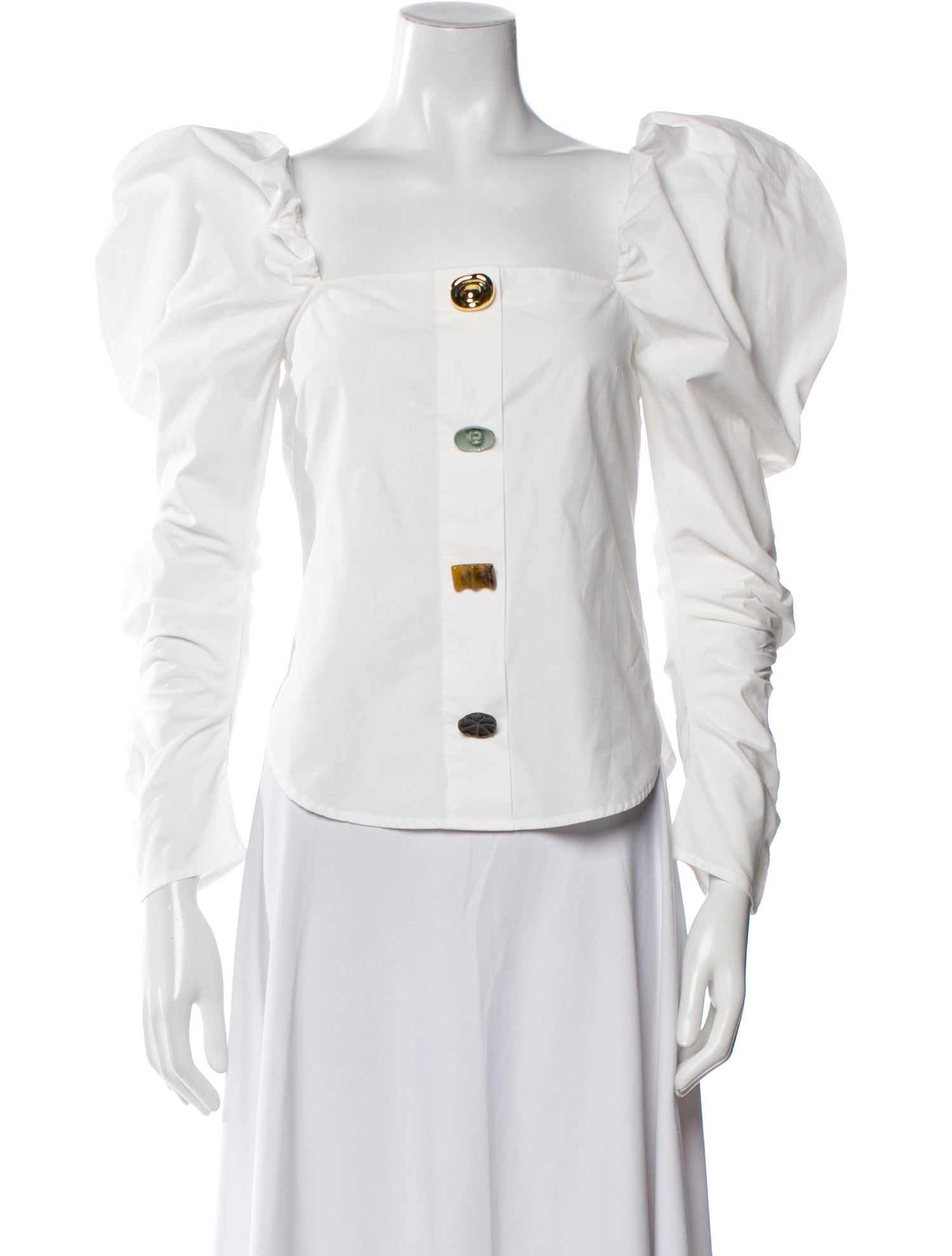 Rejina Pyo Square Neckline Long Sleeve Button-Up Top