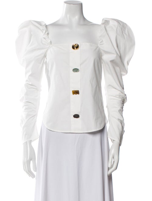 Rejina Pyo Square Neckline Long Sleeve Button-Up Top