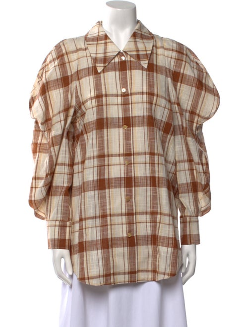 Rejina Pyo Plaid Print Long Sleeve Button-Up Top