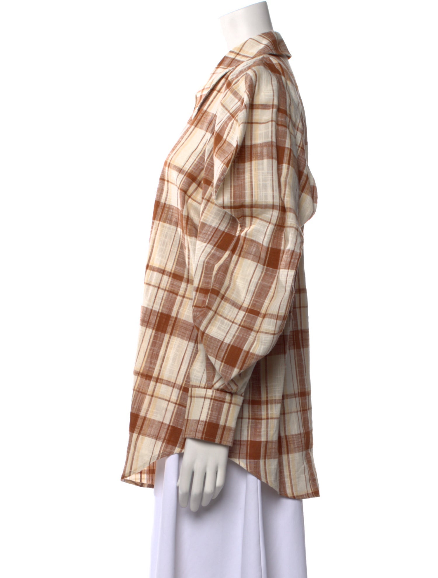 Rejina Pyo Plaid Print Long Sleeve Button-Up Top