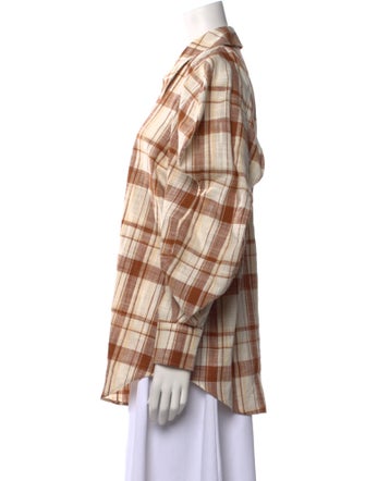 Rejina Pyo Plaid Print Long Sleeve Button-Up Top