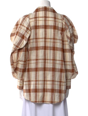 Rejina Pyo Plaid Print Long Sleeve Button-Up Top