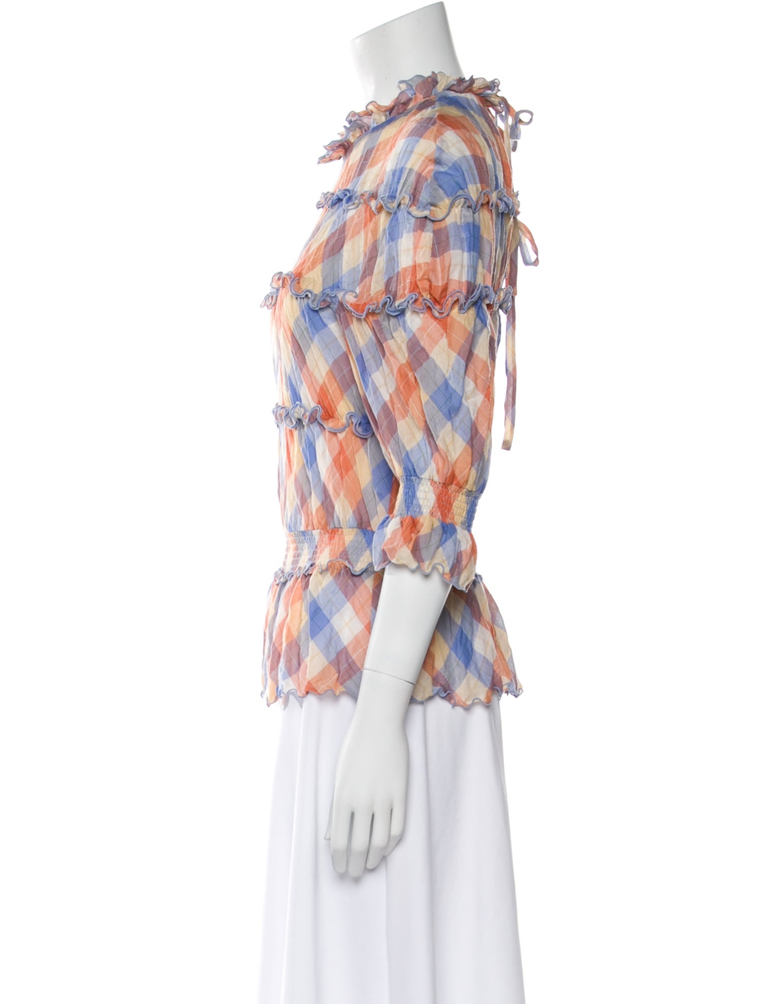 Rejina Pyo Plaid Print Mock Neck Blouse w/ Tags