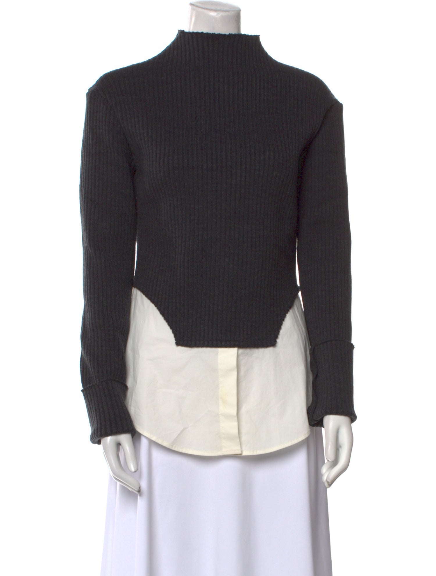 Rejina Pyo Colorblock Pattern Mock Neck Sweater