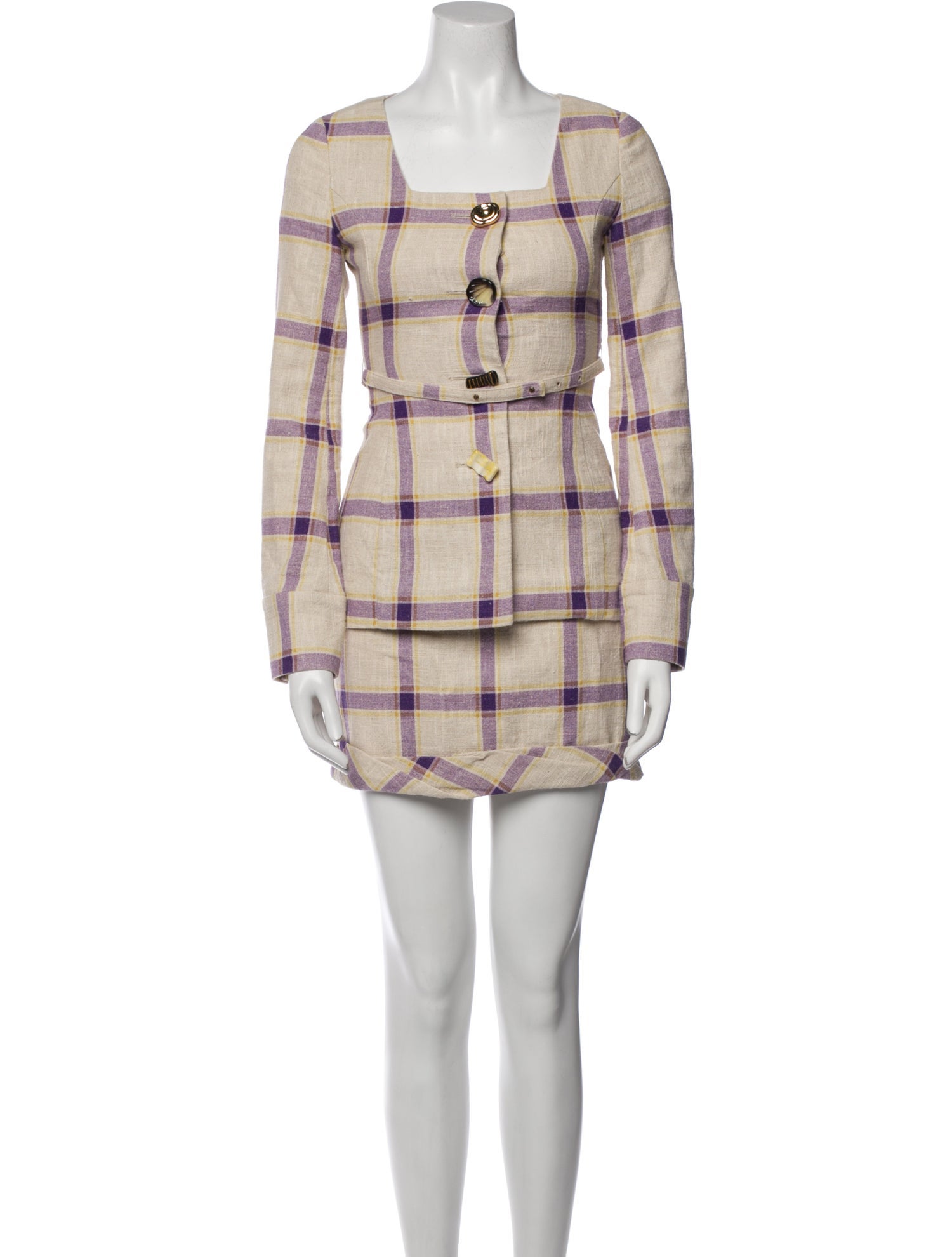 Rejina Pyo Linen Plaid Print Skirt Set