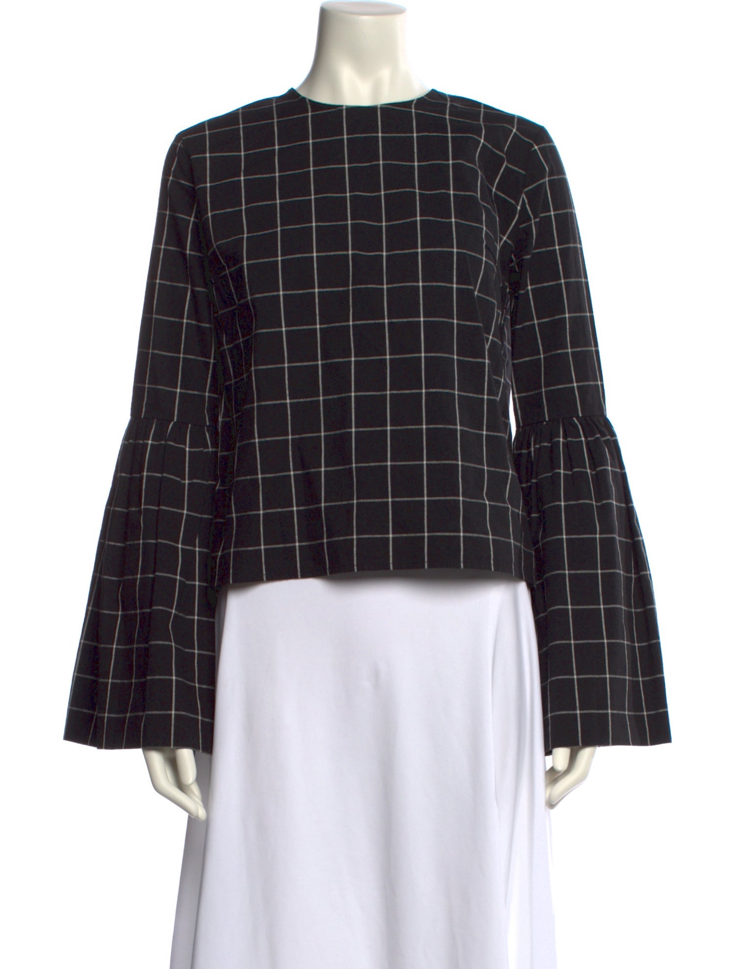 Rejina Pyo Plaid Print Crew Neck Top