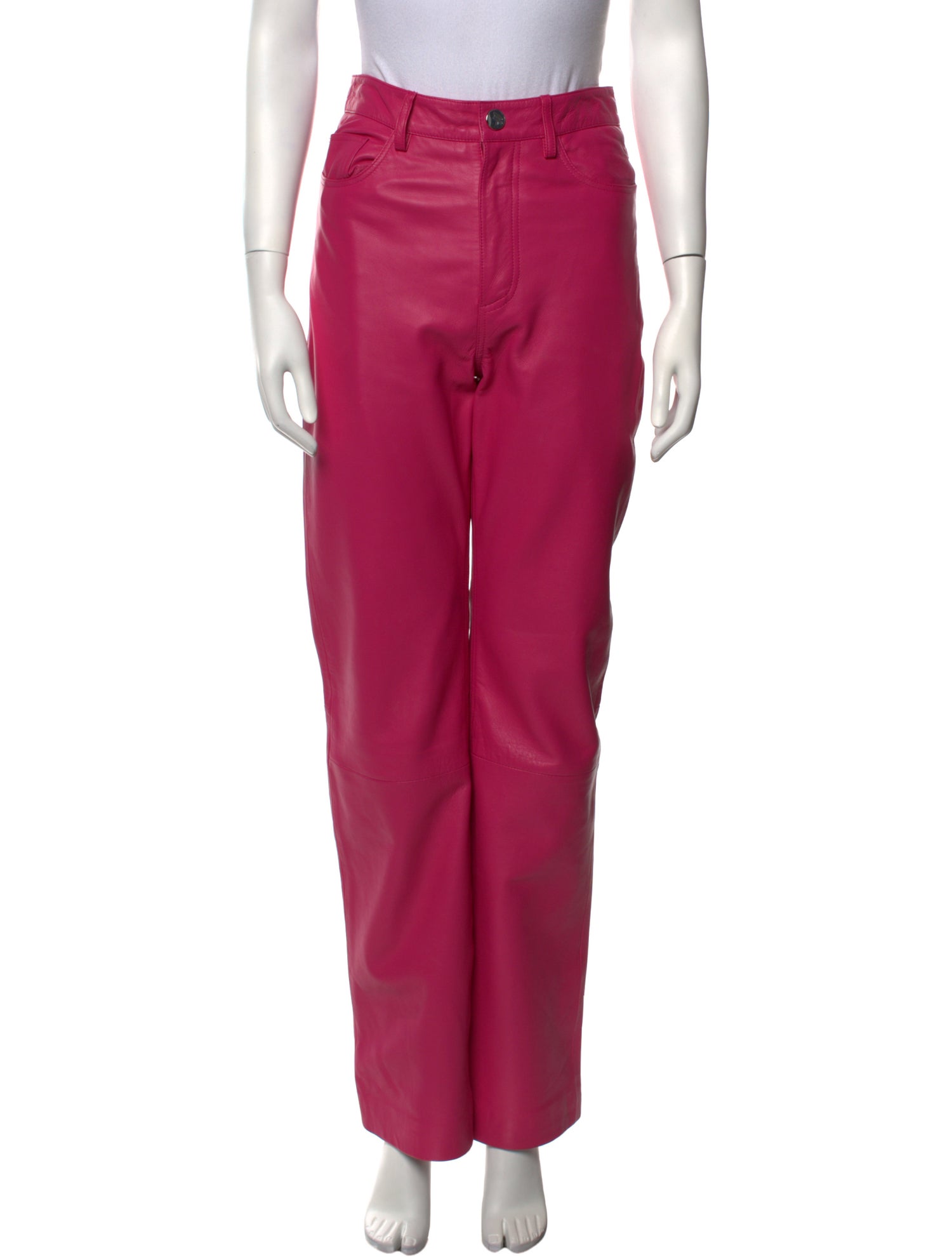 REMAIN Birger Christensen Leather Wide Leg Pants - Pink