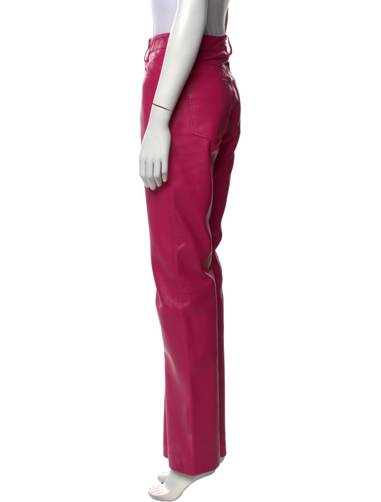REMAIN Birger Christensen Leather Wide Leg Pants - Pink