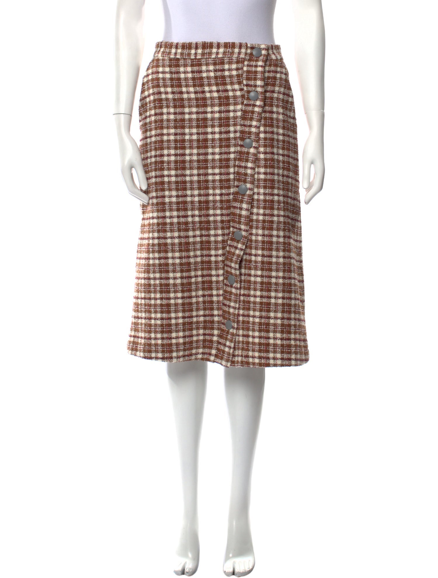 REMAIN Birger Christensen Plaid Print Knee-Length Skirt