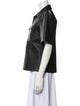 REMAIN Birger Christensen Leather Short Sleeve Button-Up Top