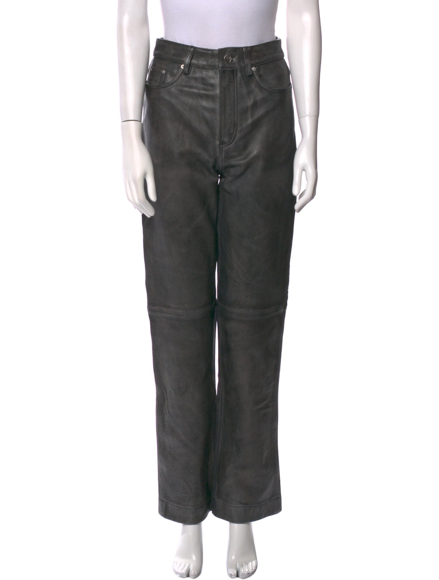 REMAIN Birger Christensen Calf Leather Straight Leg Pants
