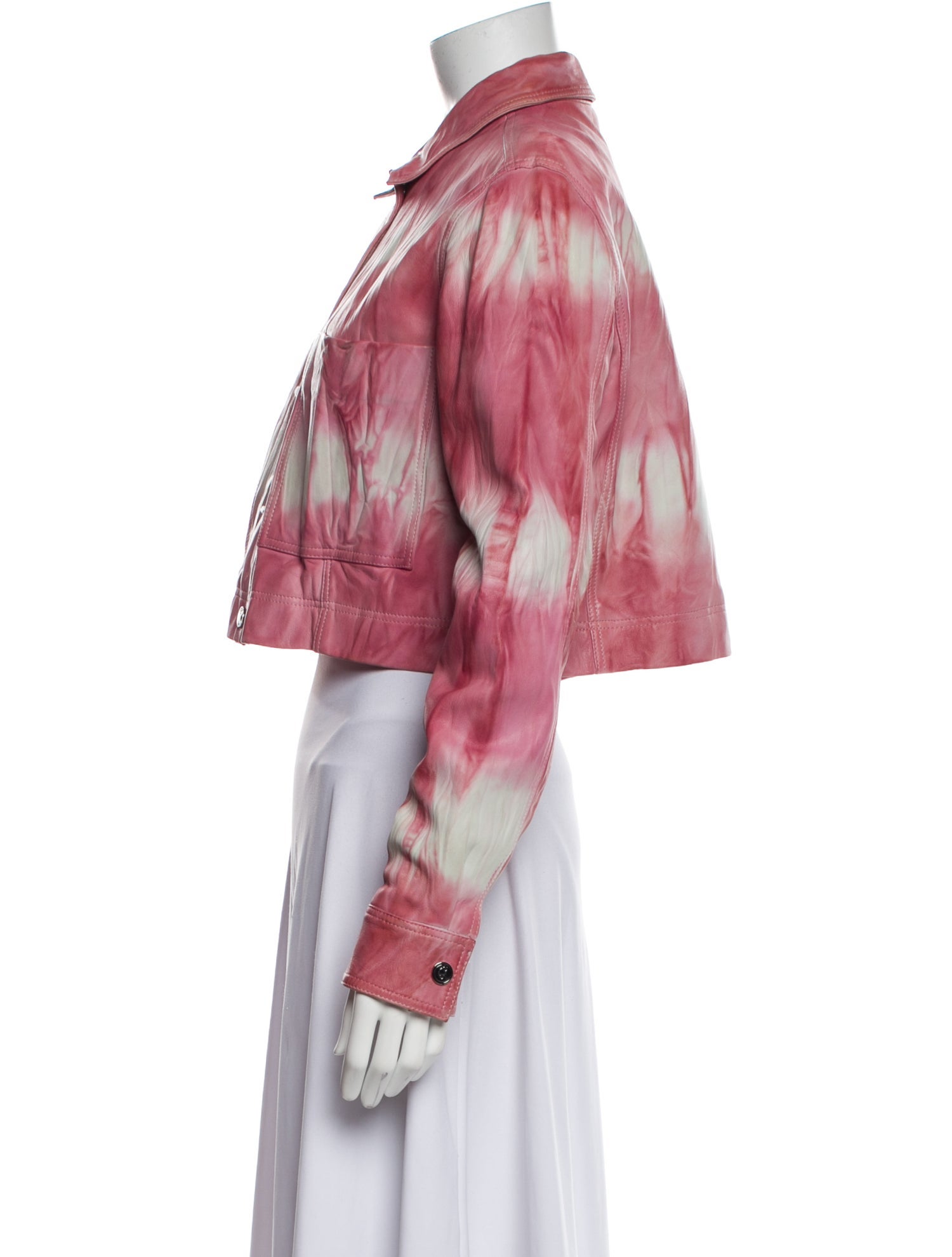 REMAIN Birger Christensen Leather Tie-Dye Print Bomber Jacket