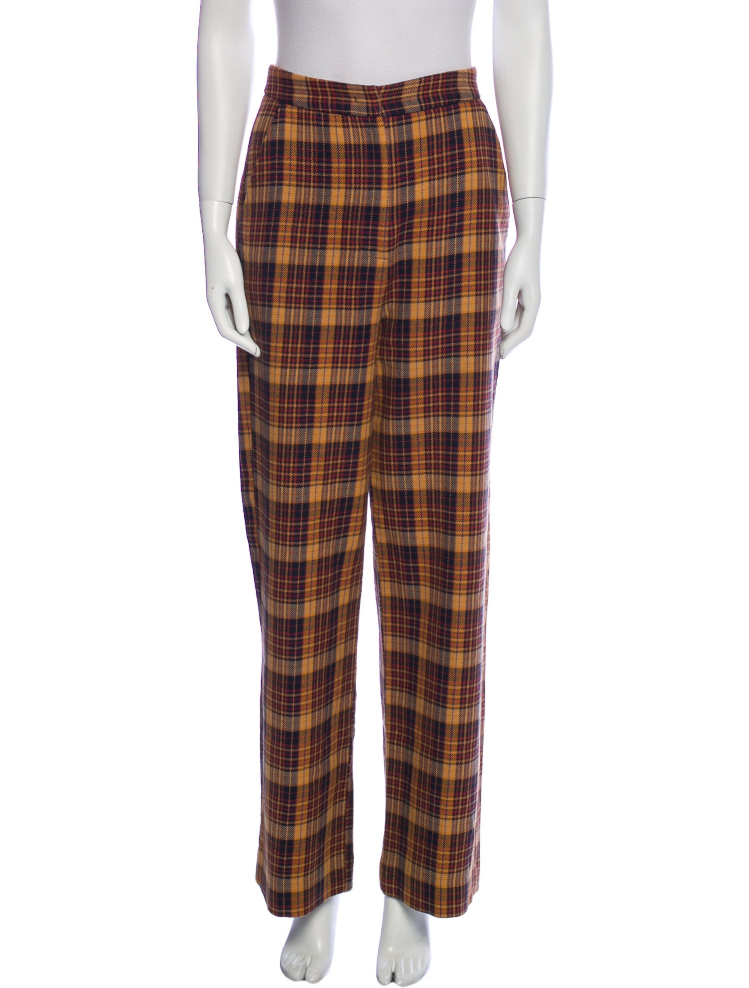 REMAIN Birger Christensen Plaid Print Wide Leg Pants