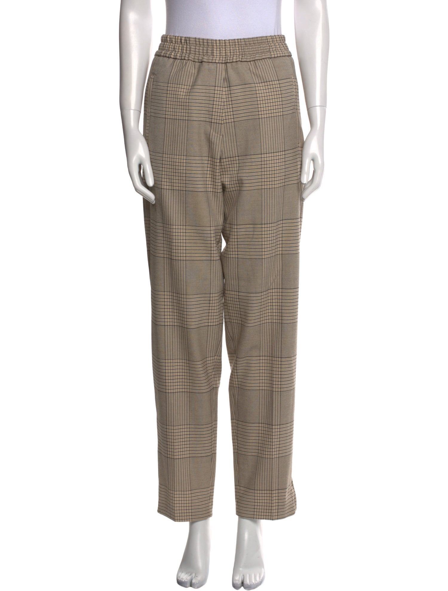REMAIN Birger Christensen Plaid Print Straight Leg Pants