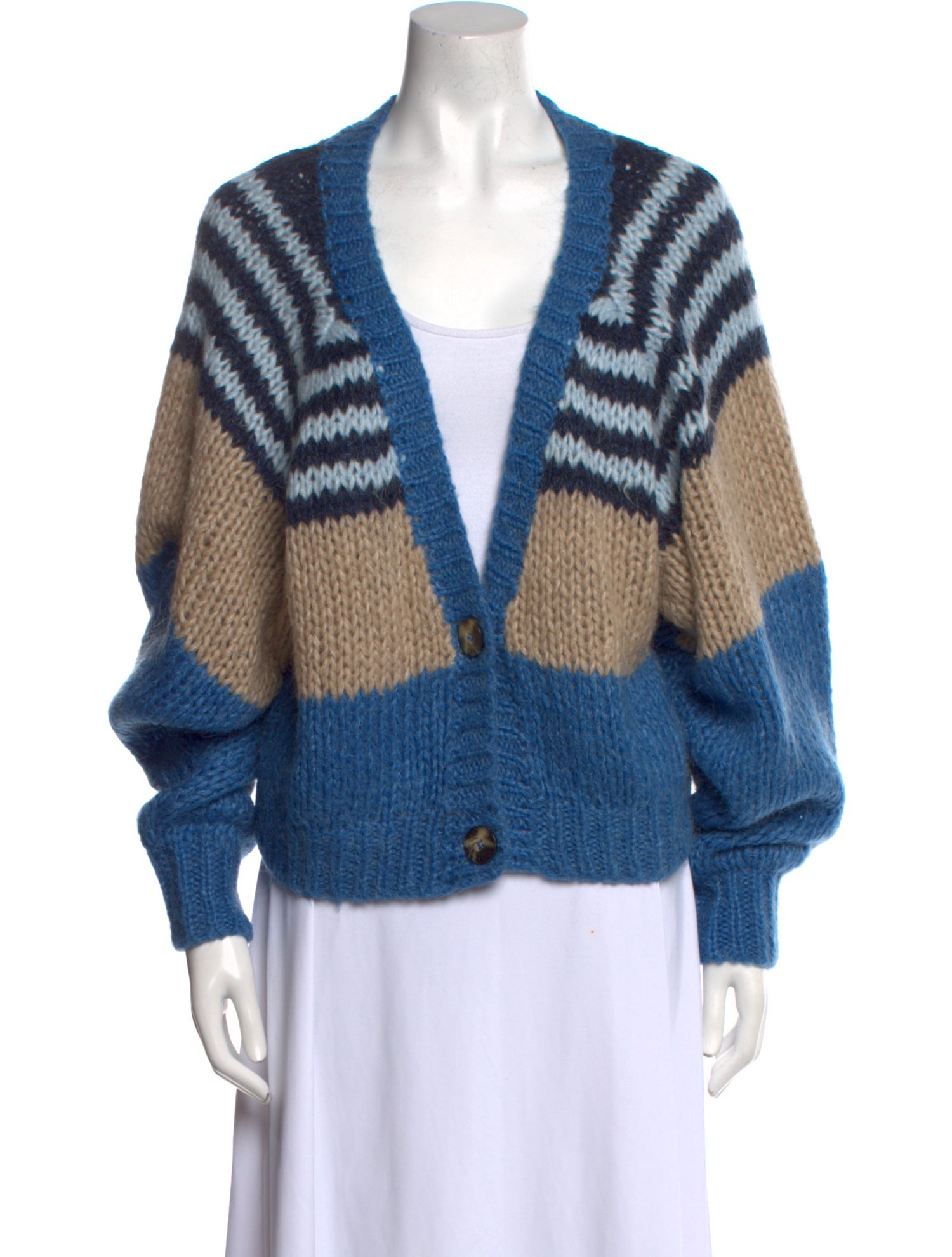 REMAIN Birger Christensen Striped V-Neck Sweater