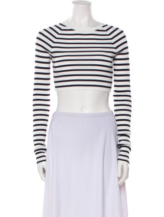 REMAIN Birger Christensen Striped Crew Neck Crop Top