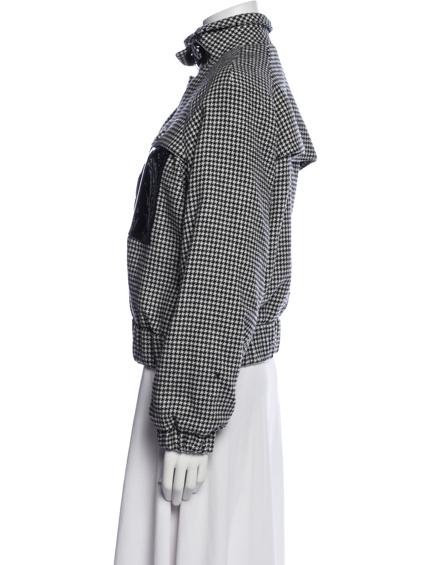 REMAIN Birger Christensen Wool Houndstooth Print Bomber Jacket