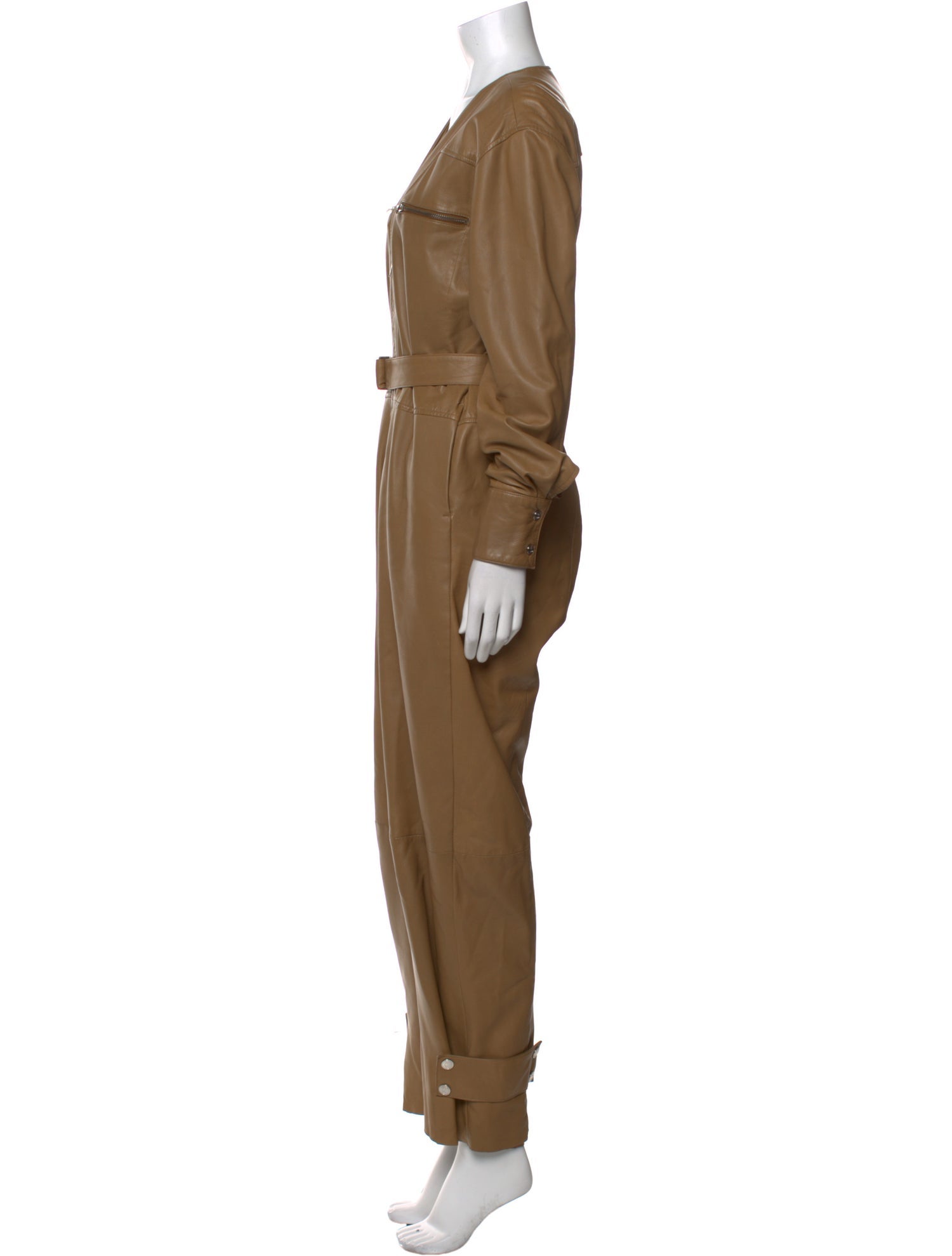 REMAIN Birger Christensen Leather Plunge Neckline Jumpsuit
