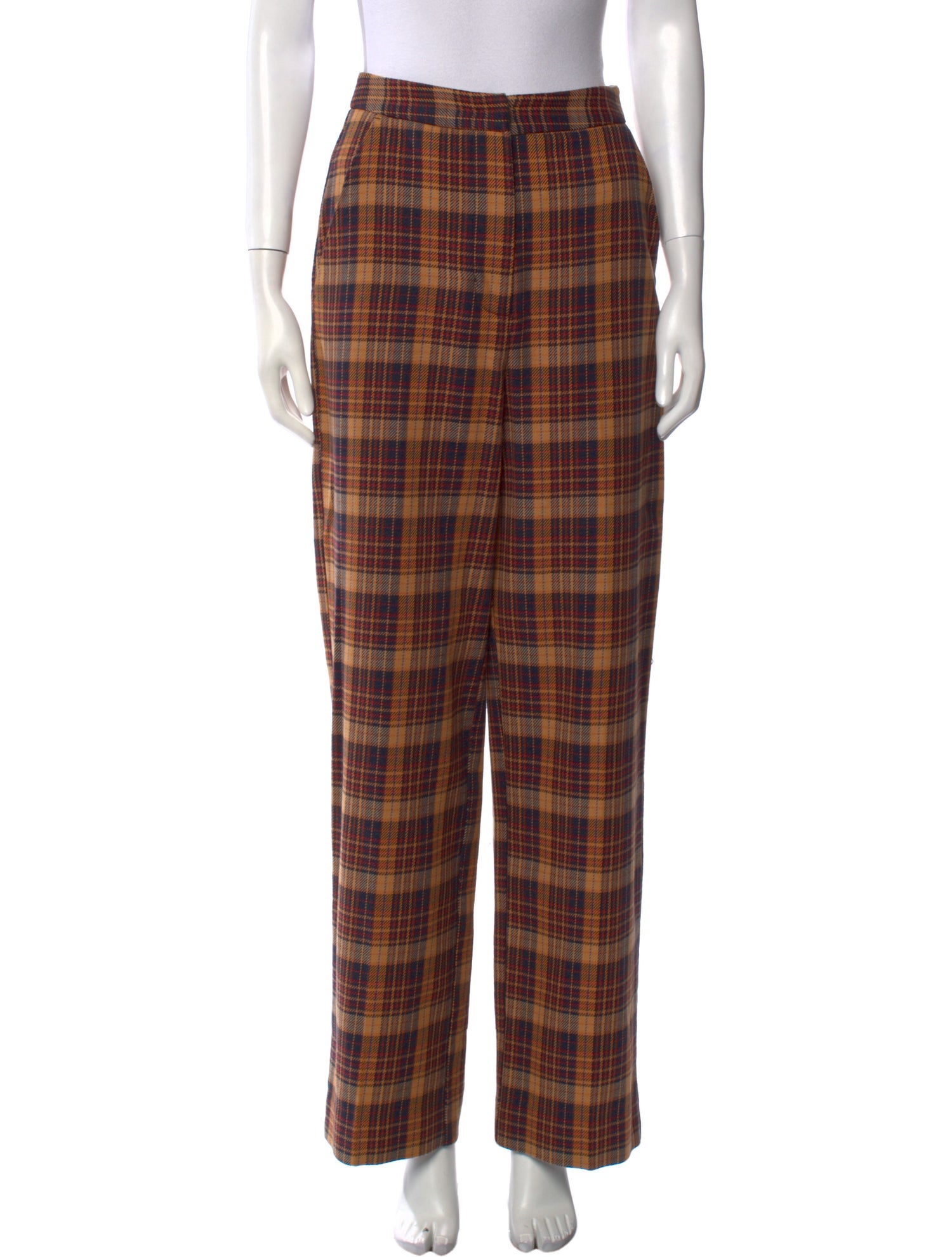 REMAIN Birger Christensen Plaid Print Wide Leg Pants