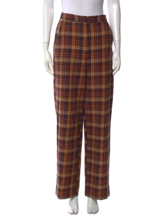 REMAIN Birger Christensen Plaid Print Wide Leg Pants