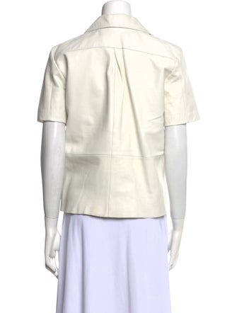 REMAIN Birger Christensen Leather Short Sleeve Button-Up Top