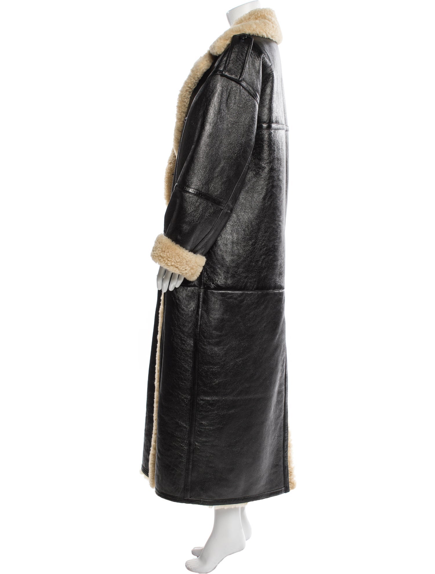 REMAIN Birger Christensen Shearling Colorblock Pattern Fur Coat
