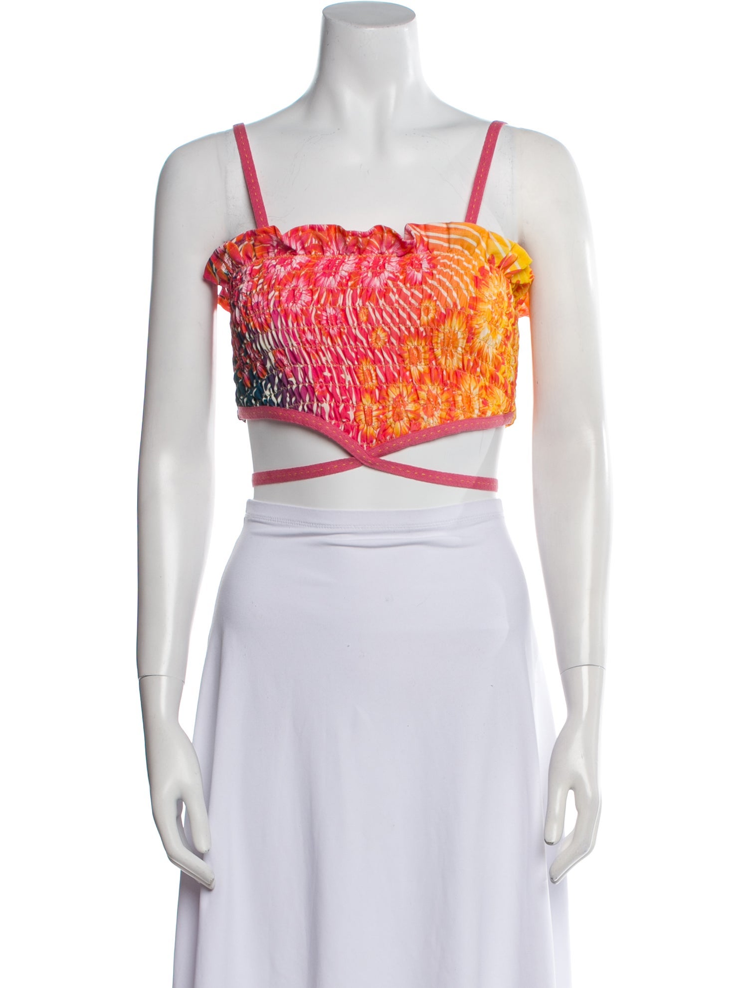 Revolve x Agua Bendita Floral Print Square Neckline Crop Top w/ Tags