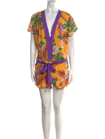 Revolve x Agua Bendita Floral Print V-Neck Romper