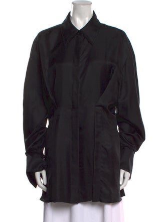 Róhe Silk Long Sleeve Button-Up Top