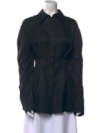 Róhe Silk Long Sleeve Button-Up Top