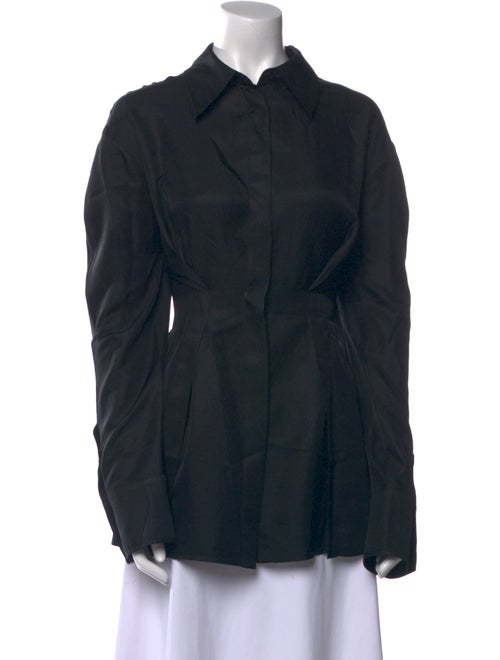 Róhe Silk Long Sleeve Button-Up Top