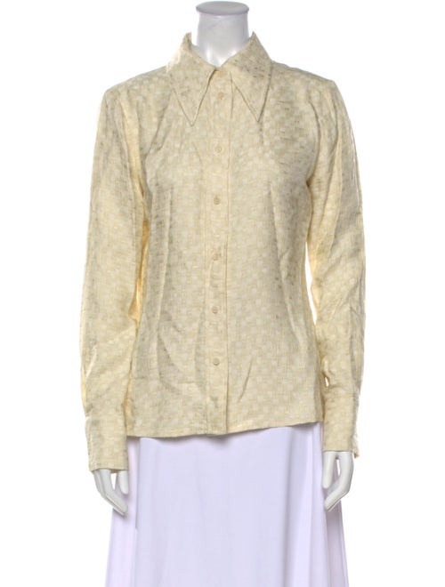 Róhe Printed Long Sleeve Button-Up Top