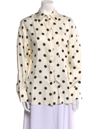 Róhe Silk Polka Dot Print Button-Up Top
