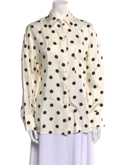 Róhe Silk Polka Dot Print Button-Up Top