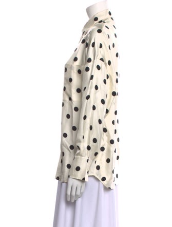 Róhe Silk Polka Dot Print Button-Up Top