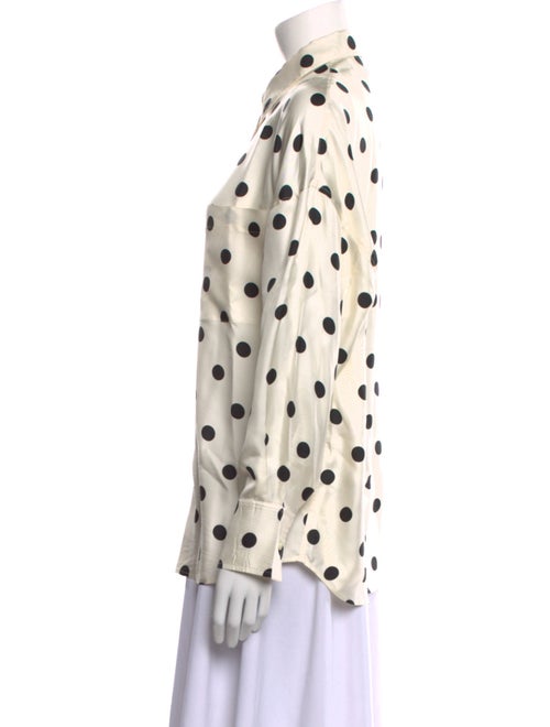 Róhe Silk Polka Dot Print Button-Up Top