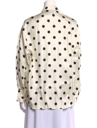 Róhe Silk Polka Dot Print Button-Up Top