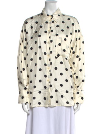 Róhe Silk Polka Dot Print Button-Up Top