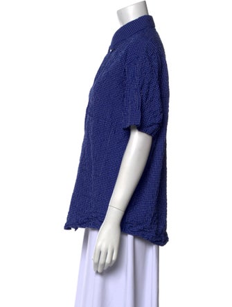 Róhe Plaid Print Short Sleeve Button-Up Top