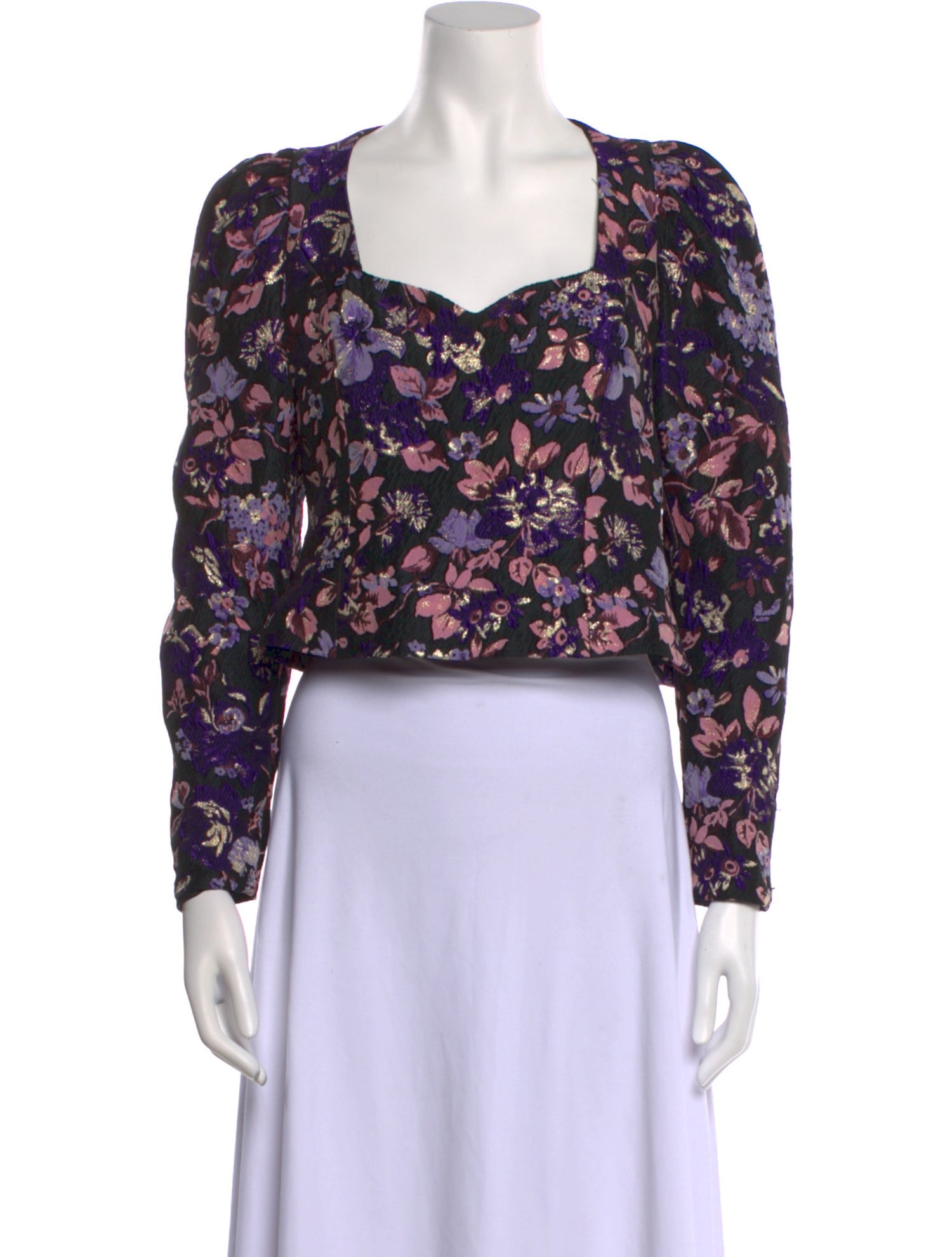 Róhe Floral Print Square Neckline Crop Top