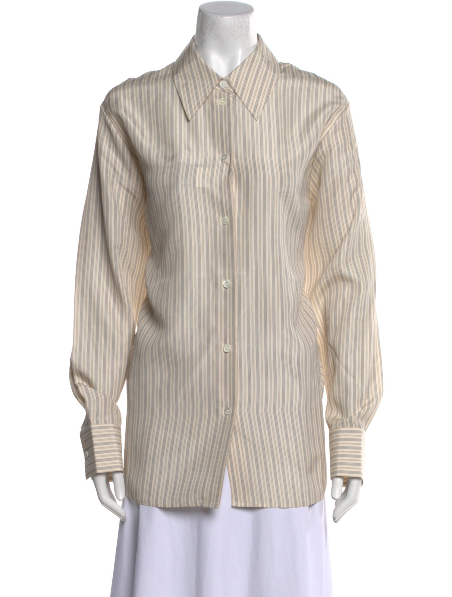 Róhe Silk Striped Button-Up Top w/ Tags