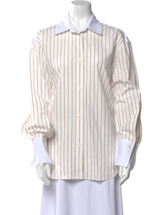 Róhe Striped Long Sleeve Button-Up Top