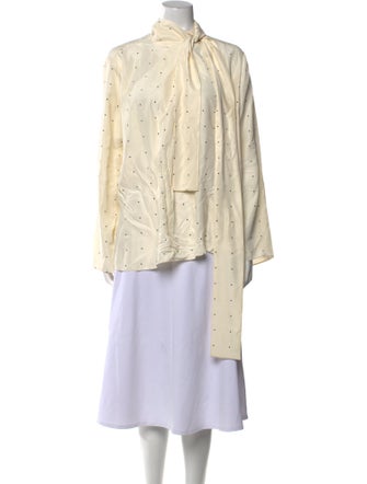 Róhe Silk Polka Dot Print Button-Up Top