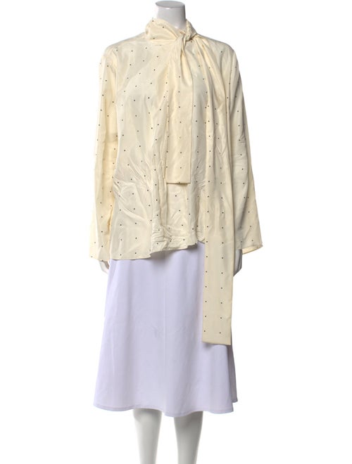 Róhe Silk Polka Dot Print Button-Up Top