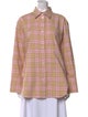 Róhe Plaid Print Long Sleeve Button-Up Top