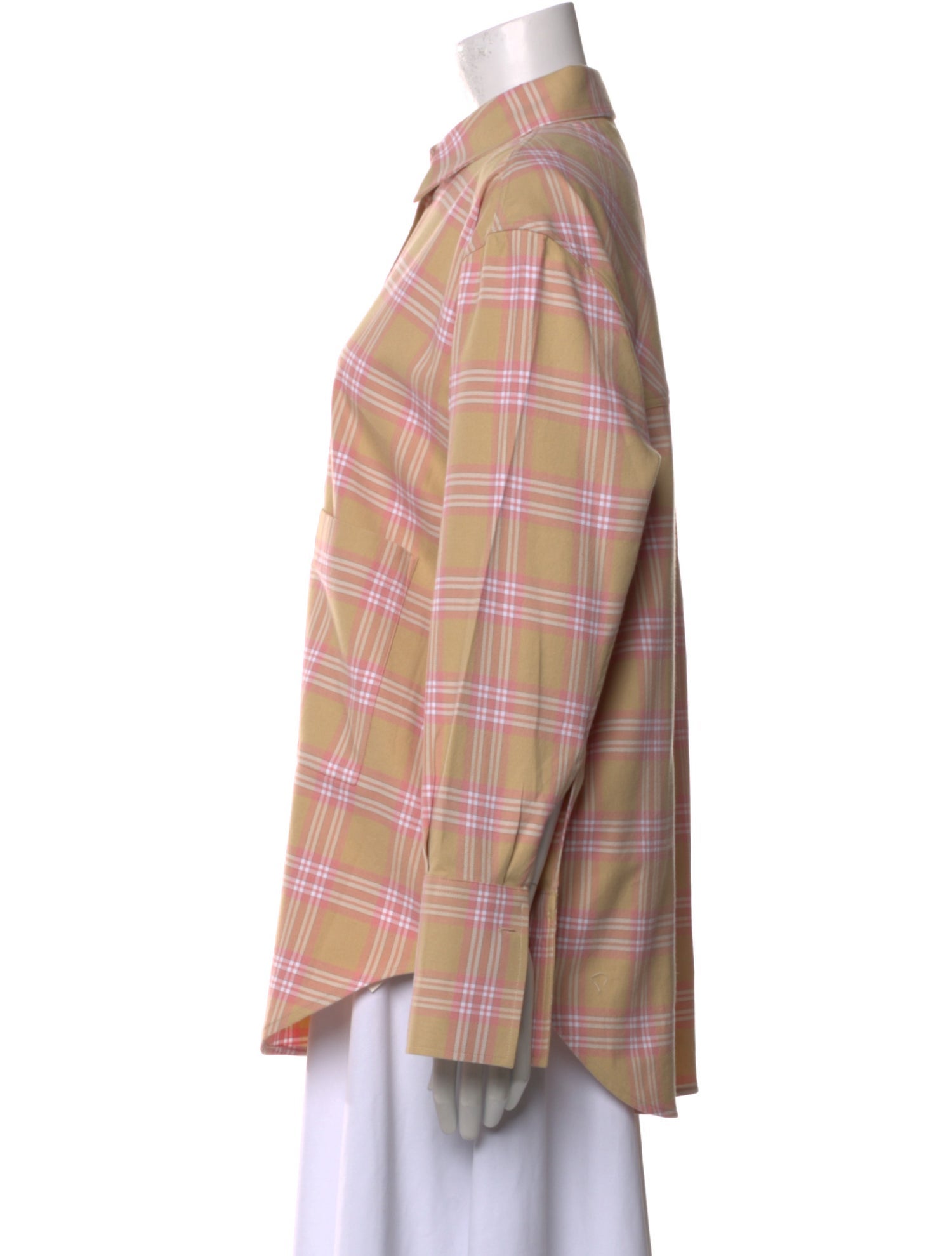 Róhe Plaid Print Long Sleeve Button-Up Top