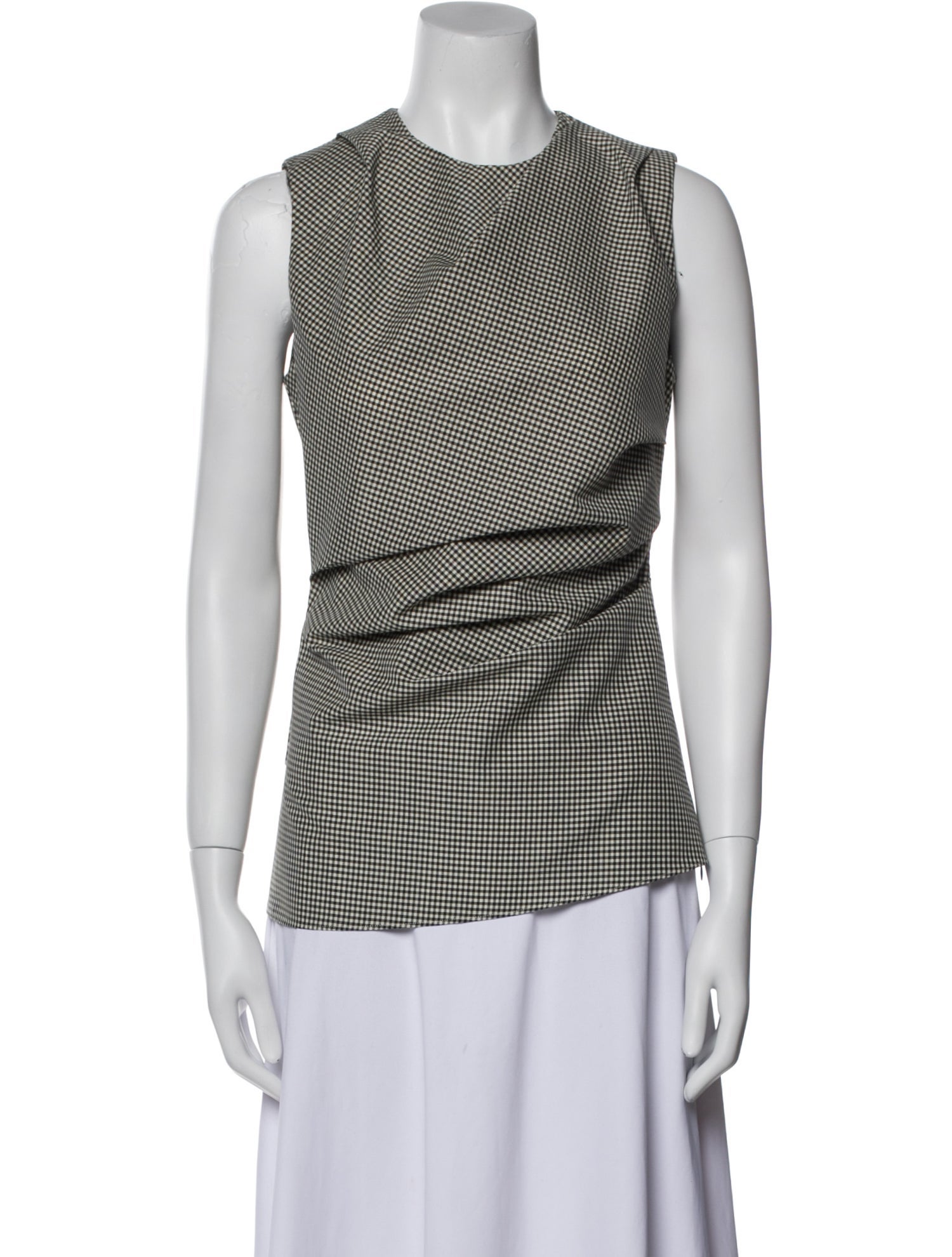 Róhe Virgin Wool Plaid Print Top