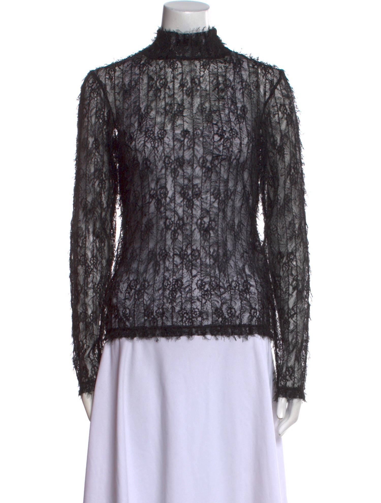 Róhe Lace Pattern Mock Neck Blouse